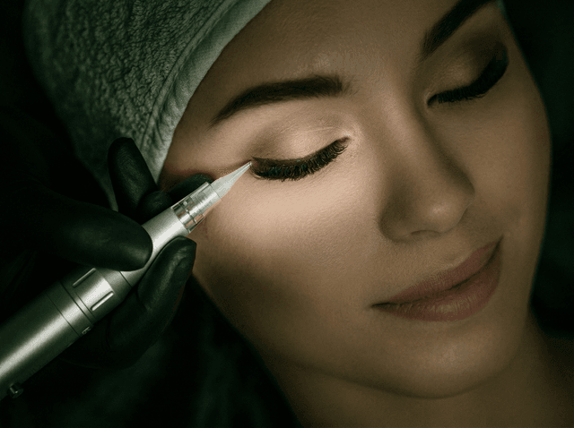 Permanent eyeliner enhancement with a softly defined upper lash line